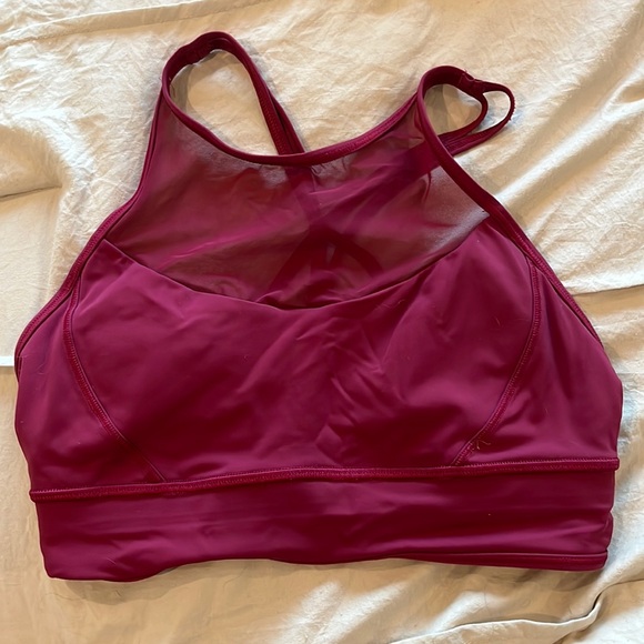 Padded maroon high neck open back bra from Lululemon - Picture 1 of 2